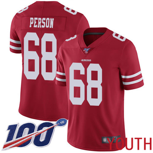 San Francisco 49ers Limited Red Youth Mike Person Home NFL Jersey #68 100th Season Vapor Untouchable->san francisco 49ers->NFL Jersey